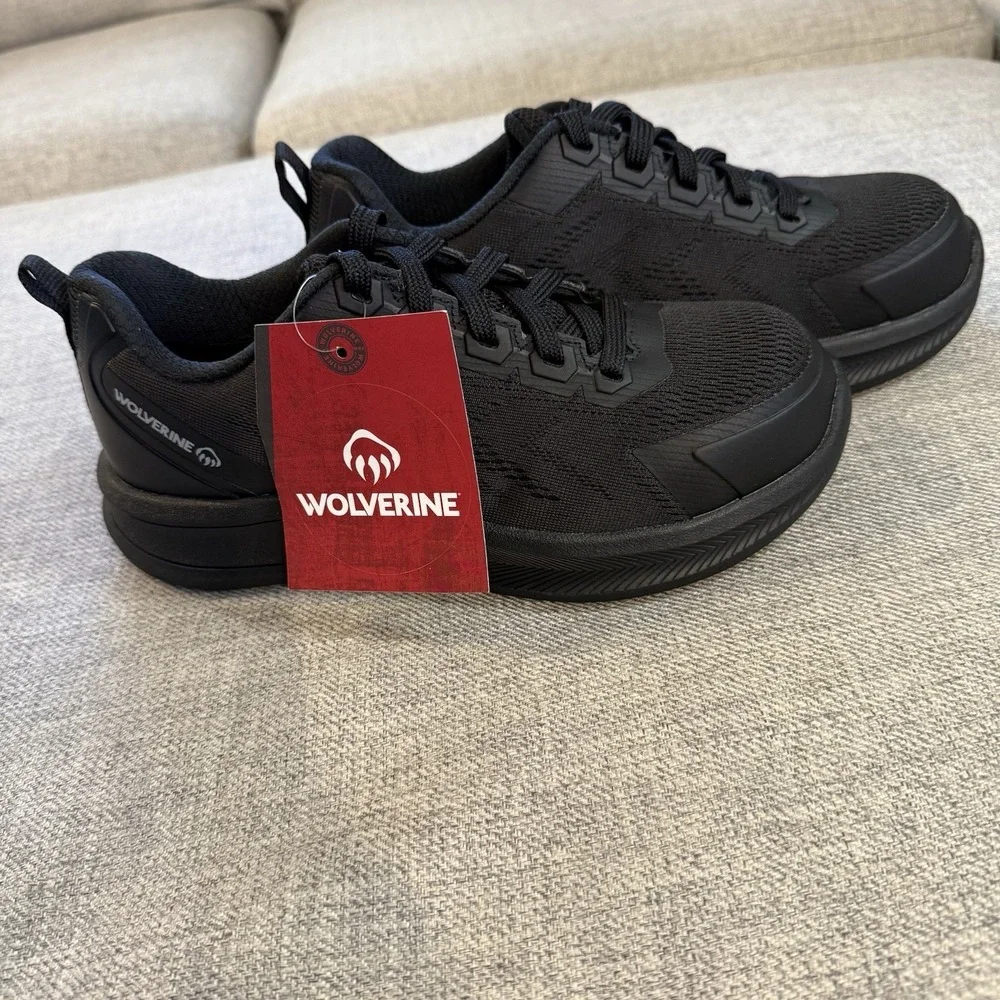 NWT Wolverine Womens 7 Alloy Toe Slip Resistant Work Shoes Black Safety Sneaker